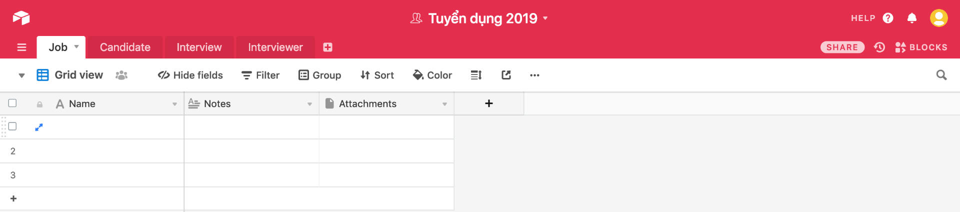 Tạo table - Job, Candidate, Interview, Interviewer Tạo table - Job, Candidate, Interview, Interviewer
